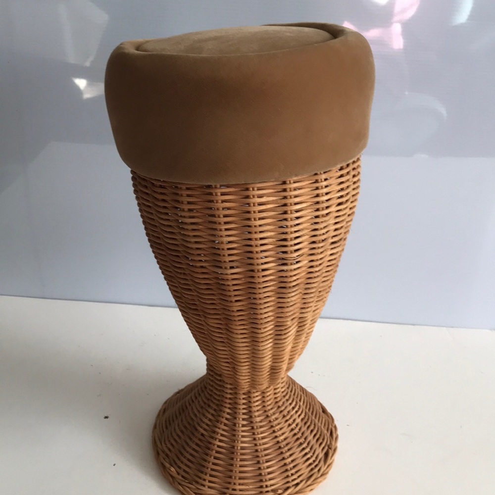 Classic camel velvet pillbox Mr John vintage hat